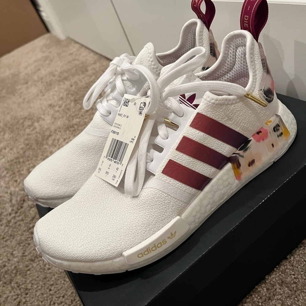 Adidas NMD R1 Her Studio White Floral Sneakers FX8110, Women's Size 9.5 - Picture 5 of 5